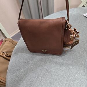 Coach Brown Crossbody Bag with Scarf Accent